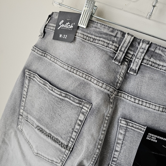 Skinny Fit Men's Gray Shorts with Stretch Size 32 - Picture 11 of 14